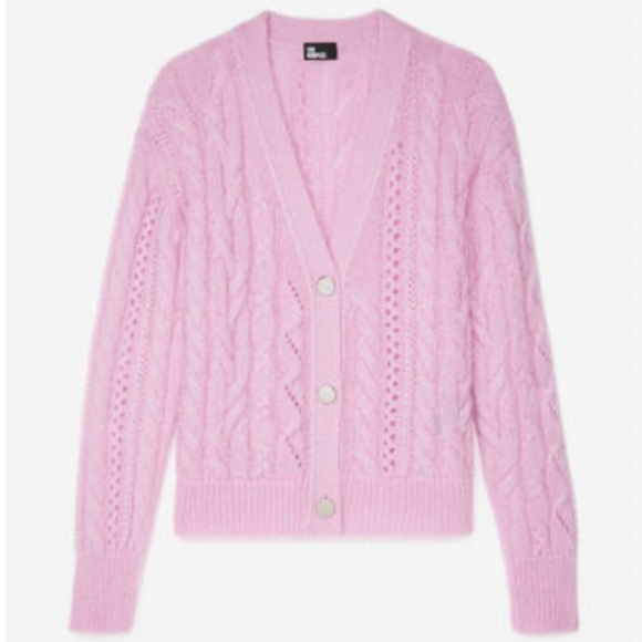 THE KOOPLES Pink cable-knit wool-blend cardigan - Picture 1 of 10